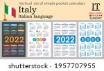 Italian vertical set of pocket calendars for 2022 (two thousand twenty two). Week starts Sunday. New year. Color simple design. Vector