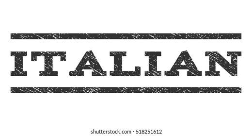 Italian watermark stamp. Text caption between horizontal parallel lines with grunge design style. Rubber seal stamp with unclean texture. Vector gray color ink imprint on a white background.