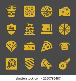 italian web icons. Noodles and Pizza, Cheese and Pizza symbol, vector signs