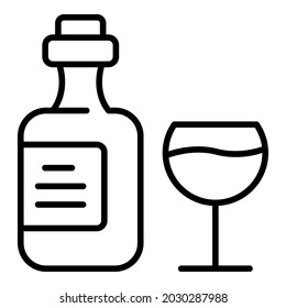 Italian wine bottle icon outline vector. Glass label. Rose bordeaux