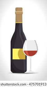 italian wine cup and bottle vector illustration design