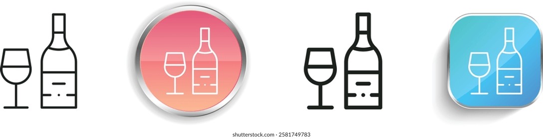 italian wine icon. Thin Linear, Regular and Button Style Design Isolated On White Background