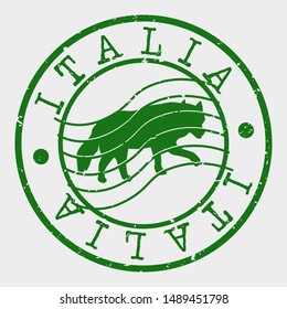 Italian Wolf Stamp Postal. Map Silhouette Seal. Passport Round Design. Vector Icon. Design Retro Travel.