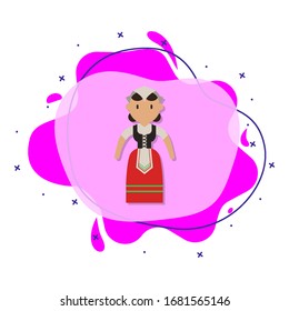 Italian, woman cartoon liquid bacdge icon. Simple color vector of people around the world icons for ui and ux, website or mobile application
