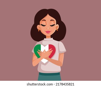 
Italian Woman Holding A National Flag Heart Vector Illustration. Beautiful Girl In Love With Italian Culture, Traveling Abroad
