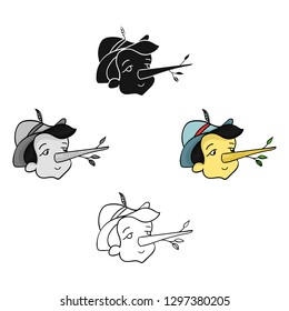 Italian wooden boy icon in cartoon style isolated on white background. Italy country symbol stock vector illustration.