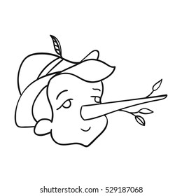 Italian wooden boy icon in outline style isolated on white background. Italy country symbol stock vector illustration.