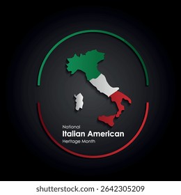 Italian-American Heritage Month, Italian flag and pattern in Italian flag colors, realistic vector illustration