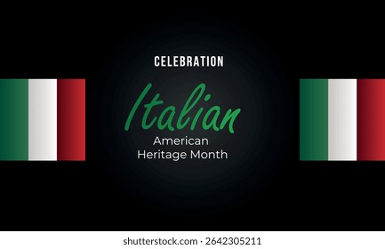 Italian-American Heritage Month, Italian flag and pattern in Italian flag colors, realistic vector illustration
