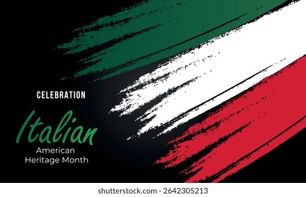 Italian-American Heritage Month, Italian flag and pattern in Italian flag colors, realistic vector illustration