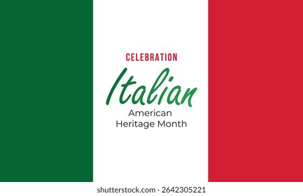 Italian-American Heritage Month, Italian flag and pattern in Italian flag colors, realistic vector illustration