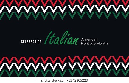 Italian-American Heritage Month, Italian flag and pattern in Italian flag colors, realistic vector illustration