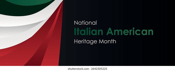 Italian-American Heritage Month, Italian flag and pattern in Italian flag colors, realistic vector illustration