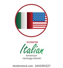Italian-American Heritage Month, Italian flag and pattern in Italian flag colors, realistic vector illustration