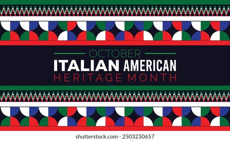Italian-American Heritage Month is observed every year on October.Holiday concept background, placard, banner design template Vector illustration background design.