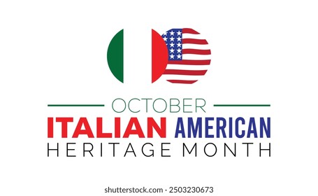 El Mes del Patrimonio Italiano-Estadounidense se celebra cada año en October.Festiva concepto de fondo, cartel, diseño de Anuncio Plantilla de Ilustración vectorial de diseño de fondo.