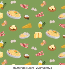 Italiano carbonara pattern ingridiens set