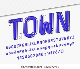 Italic Alphabet, papercut design. Vector multilayers letters and numbers