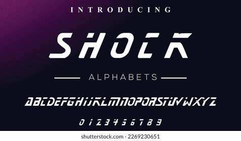 Italic bold speed alphabet. Shock futuristic font, minimalist type for modern sport logo and space science logo. Fast action style letters set, vector typography design.