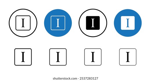 Italic button icon Black line art vector logo set