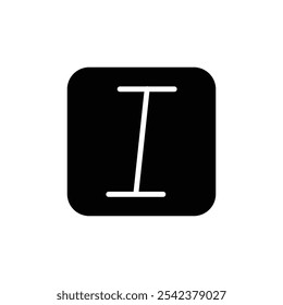 Italic button icon Black and white outline vector