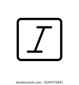 Italic button icon black and white vector outline sign