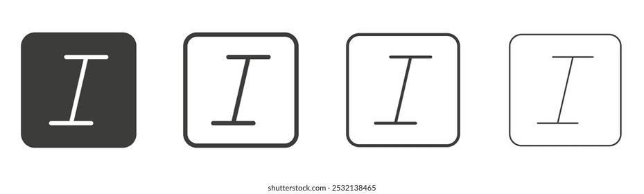 Italic button icon in fill and three stroke sizes