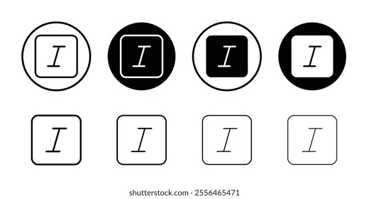 Italic button icon Flat art in black and white isolated