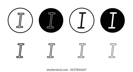 Italic button icon Flat simple outline set