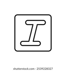 Italic button icon outline collection or set in black and white