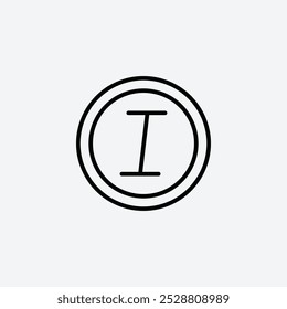 Italic button icon in tree different line stroke sizes.