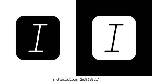 Italic button icon Vector in flat style. Collection silhouettes
