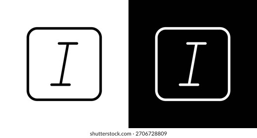 Ícone de botão Itálico. Ícone linear de vetor isolado em preto e branco