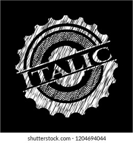 Italic chalk emblem written on a blackboard