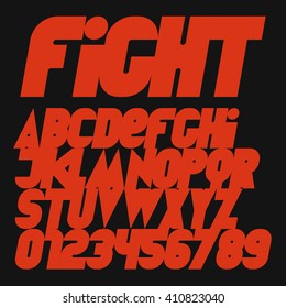 Italic Dynamic Red Fight Font Geometric Alphabet And Number Bold Isolated Font Techno Connect Style Design For Website Or Print Vector Abc