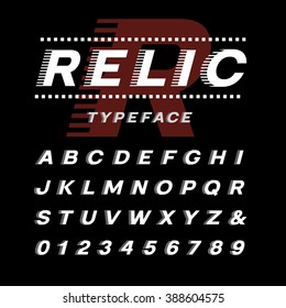 Italic font. Vector alphabet with latin letters and numbers.
