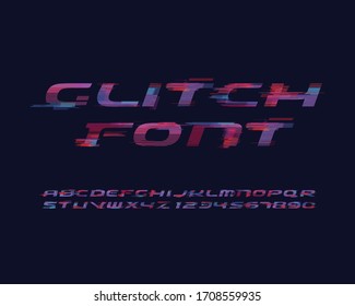 Italic Futuristic Glitched font set