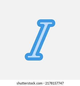 Italic icon in blue style about text editor, use for website mobile app presentation