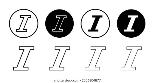 Italic icon Thin line vector illustration set