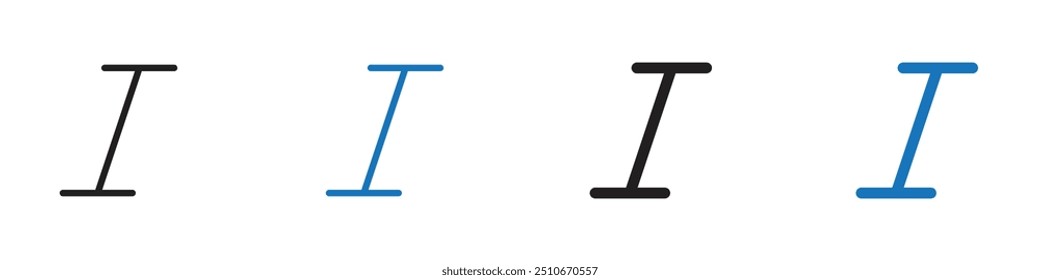 Italic icon Vector set outline