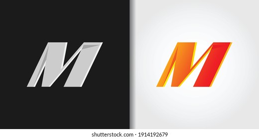 italic initial letter m logo set idea template vector