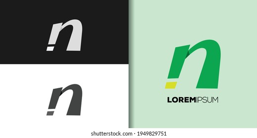 italic letter n logo set template vector