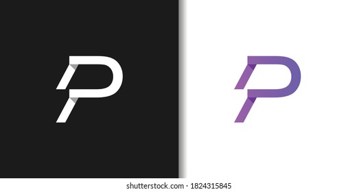 italic letter p logo template vector set