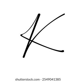 A italic and stylized capital letter K.