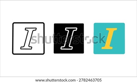Italic text style icon set for typography formatting outline solid and color vector
