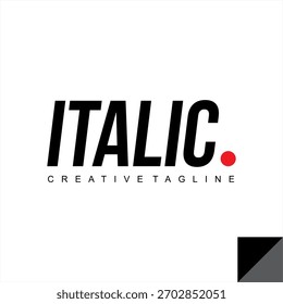 Vetor de texto ITÁLICO, design de logotipo de aplicativo ou site.