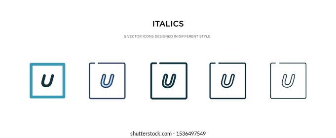 italics icon in different style vector illustration. two colored and black italics vector icons designed in filled, outline, line and stroke style can be used for web, mobile, ui