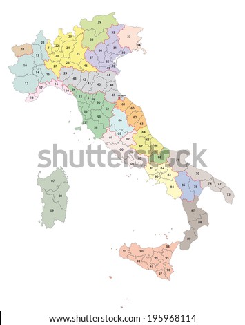 italy 2-digit postcodes map