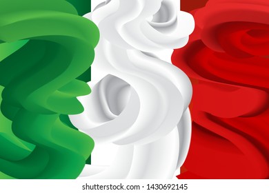  Italy 3d flag. 2 June - national the day of Italy. symbol of patriotism. vector illustration