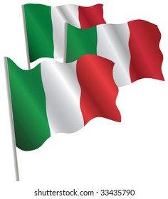 Italy 3d flag. Vector illustration. Isolated on white.